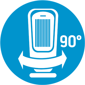 Der schwenkbare Standfuß dreht sich bis 90° und sorgt für eine bessere Wärmeverteilung und höchsten Komfort!